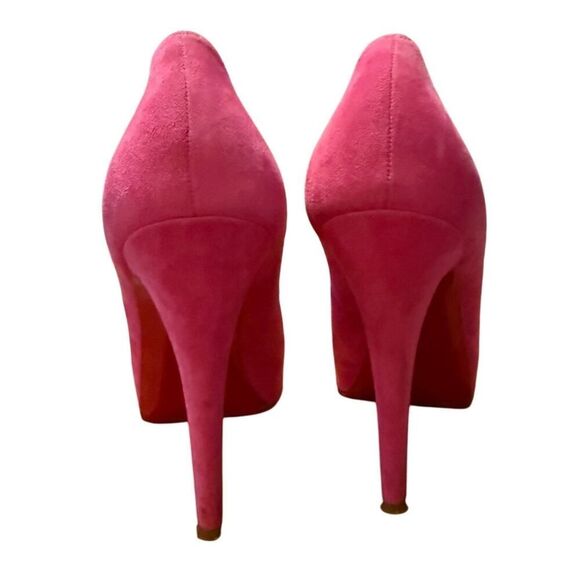*BOGO FREE* Christian Louboutin Pink Prive Open Toe Velvet Pumps - Picture 4 of 12